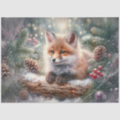 Rustieke Winter Waterverf Woodland Fox Decoupage Tissuepapier (Voorkant)