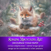 Rustieke Winter Waterverf Woodland Fox Decoupage Tissuepapier