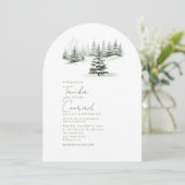 Rustieke Winter Wedding Arch Forest Green ID1049 Kaart (Staand voorkant)