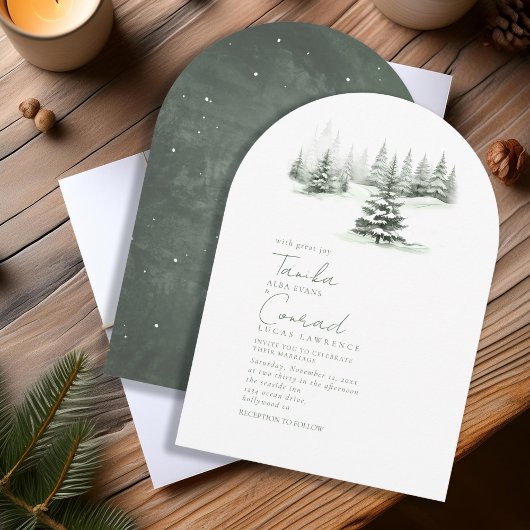 Rustieke Winter Wedding Arch Forest Green ID1049 Kaart