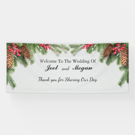 Rustieke Winter Wedding Banner Personaliseren (Horizontaal)