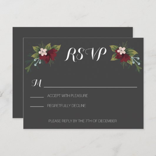 Rustieke Winter Wedding RSVP Uitnodiging Briefkaart (Voorkant / Achterkant)