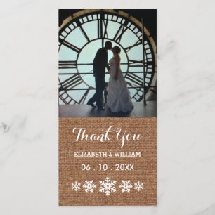 Rustieke Winter Wedding Sneeuwvlokken Dank u Bedankkaart