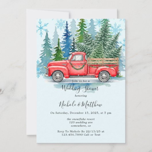 Rustieke Winter Wedding Truck Bruidsmeisjes Favori Kaart (Voorkant)