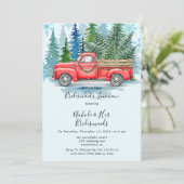 Rustieke Winter Wedding Truck Bruidsmeisjes Lunche Kaart (Staand voorkant)