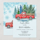 Rustieke Winter Wedding Truck Couples Douche Kaart (Voorkant / Achterkant)