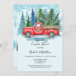 Rustieke Winter Wedding Truck Couples Douche Kaart