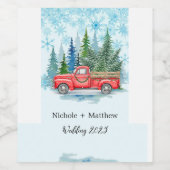 Rustieke Winter Wedding Truck Favoriet Wijn Etiket (Enkel label)