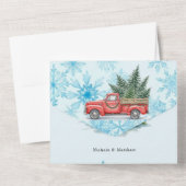 Rustieke Winter Wedding Truck Wedding All In One Uitnodiging (Achterkant)