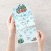 Rustieke Winter Wedding Truck Wedding All In One Uitnodiging (Afscheurbaar)