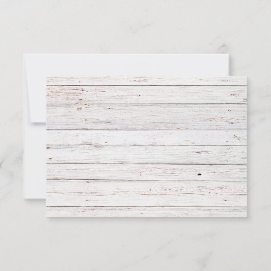 Rustieke Winter witgewassen hout bruiloft RSVP (Achterkant)