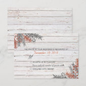 Rustieke Winter witgewassen hout bruiloft RSVP Kaartje (Voorkant / Achterkant)