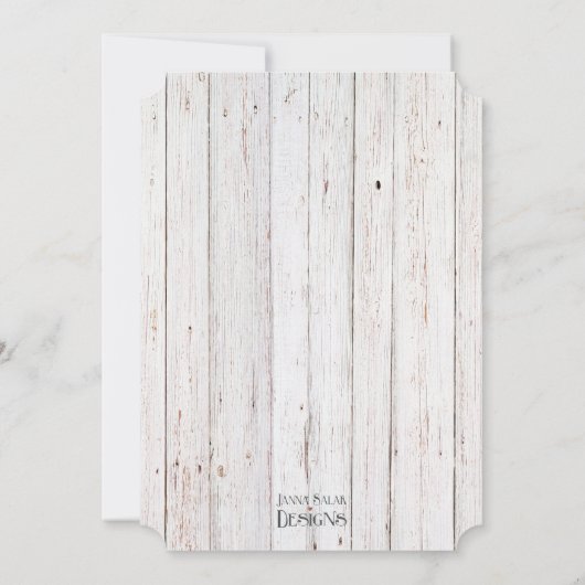 Rustieke winter witgewassen hout bruiloft uitnodig kaart (Achterkant)