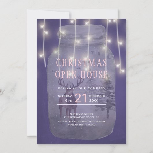 Rustieke Winter Wonderland Christmas Open House Kaart (Voorkant)