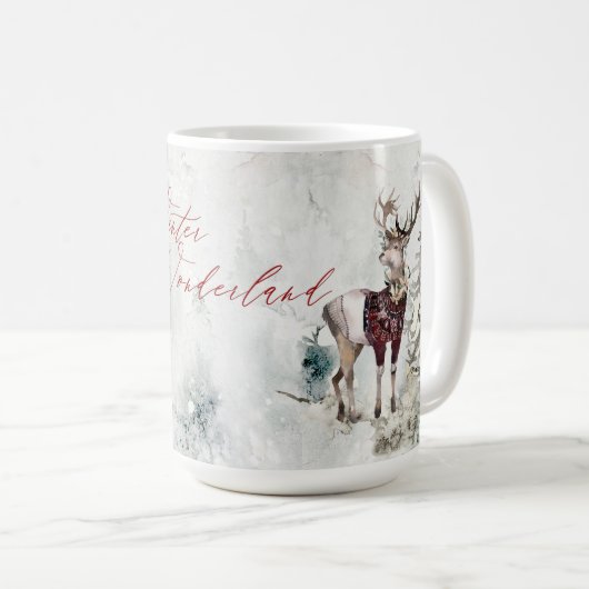 Rustieke Winter Wonderland Dieren in Sneeuw Koffiemok (Voorkant rechts)