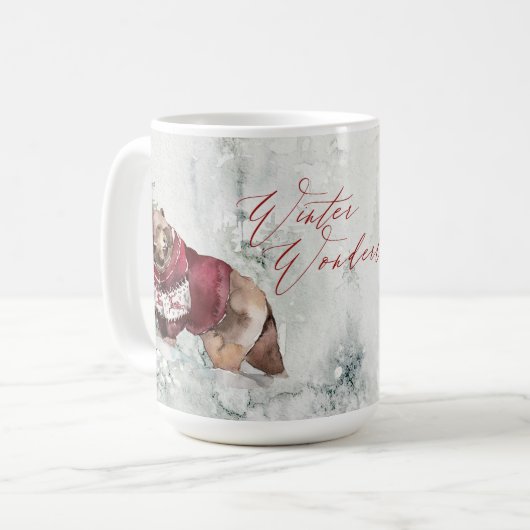 Rustieke Winter Wonderland Dieren in Sneeuw Koffiemok (Voorkant links)