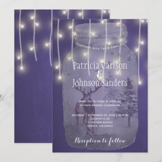 Rustieke Winter Wonderland Lights Chalkboard Weddi Kaart (Voorkant / Achterkant)
