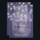 Rustieke Winter Wonderland Lights Chalkboard Weddi Kaart<br><div class="desc">Elegante chique winterbruiloft stijlvolle uitnodiging sjabloon op donker paarse marineblauw / indigo krijtbord met een grote doorzichtige metselaar pot met een rendier, dennenbomen en verticale steken of twinkle lichten. Vul uw informatie in de spots in, U kunt ervoor kiezen om het verder aan te passen door lettertypen en kleuren van...</div>