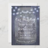 Rustieke Winter Wonderland Mason Jar Lights Weddin Kaart (Voorkant)