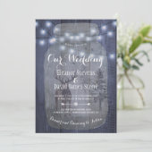 Rustieke Winter Wonderland Mason Jar Lights Weddin Kaart (Staand voorkant)