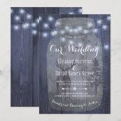 Rustieke Winter Wonderland Mason Jar Lights Weddin Kaart (Voorkant / Achterkant)