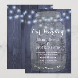 Rustieke Winter Wonderland Mason Jar Lights Weddin Kaart