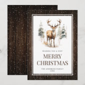 Rustieke Winter Wonderland Rendier Kerst Kaart (Voorkant / Achterkant)