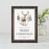 Rustieke Winter Wonderland Rendier Kerst Kaart (Staand voorkant)