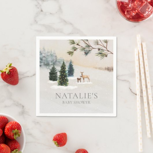 Rustieke Winter Woodland Baby shower papieren serv Servet (Insitu)