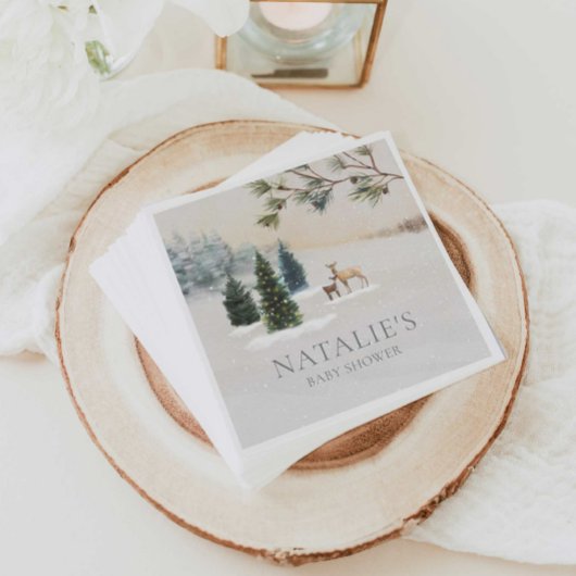 Rustieke Winter Woodland Baby shower papieren serv Servet