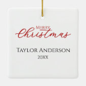 Rustieke Winter Woodland Cabin Kerstmis Keramisch Ornament (Achterkant)