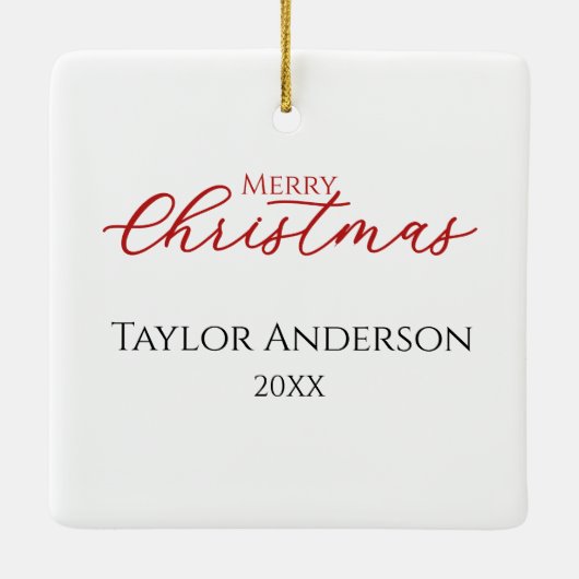 Rustieke Winter Woodland Cabin Kerstmis Keramisch Ornament (Achterkant)