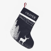 Rustieke Winter Woodland Herten Gepersonaliseerd M Kleine Kerstsok (Voorkant (Hangend))