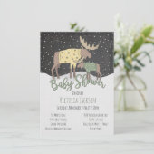 Rustieke Winter Woodland Moose en Baby shower Kaart (Staand voorkant)