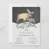 Rustieke Winter Woodland Moose en Baby shower Kaart (Voorkant)