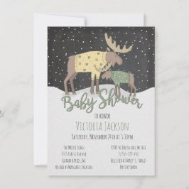 Rustieke Winter Woodland Moose en Baby shower Kaart