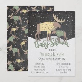 Rustieke Winter Woodland Moose en Baby shower Kaart