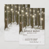 Rustieke Winter Woodland Tree Lights Wedding RSVP (Voorkant / Achterkant)