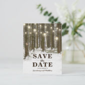 Rustieke Winter Woodland Tree Save the Date Aankondigingskaart (Staand voorkant)