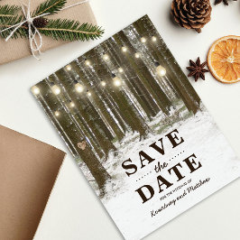 Rustieke Winter Woodland Tree Save the Date Aankondigingskaart