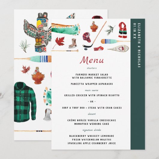 Rustieke Winterberg | Camping Bruiloftsmenu Menu (Voorkant / Achterkant)