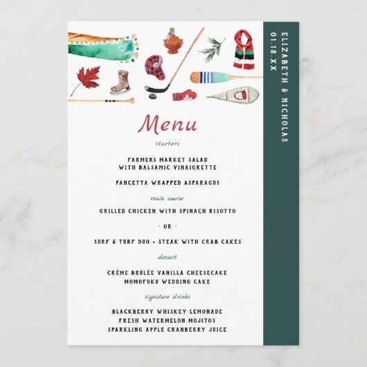 Rustieke Winterberg | Camping Bruiloftsmenu Menu (Voorkant)