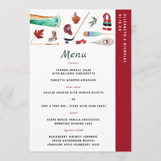 Rustieke Winterberg | Camping Bruiloftsmenu Menu (Voorkant)
