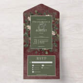 Rustieke winterbessen & den Bourgogne Drie Diner All In One Uitnodiging (Binnen)