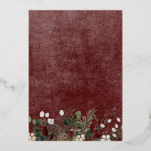 Rustieke winterbessen & dennen Bourgogne Kerstmis Folie Feestdagenkaart (Achterkant)