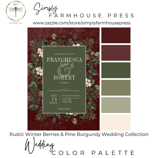 Rustieke winterbessen & dennen Bourgondische bruil Kaart