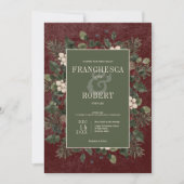 Rustieke winterbessen & dennen Bourgondische bruil Kaart (Voorkant)