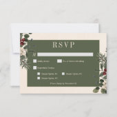 Rustieke winterbessen & dennenappel bruiloft diner RSVP kaartje (Voorkant)