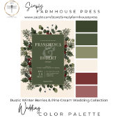 Rustieke winterbessen & dennenappel bruiloft kaart