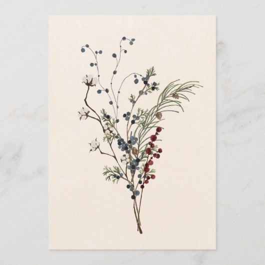 Rustieke winterbessen & dennenappel bruiloft menu (Achterkant)